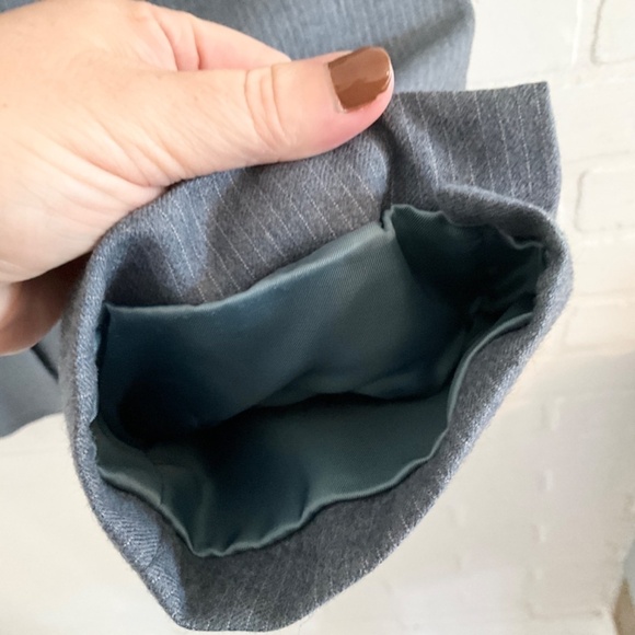 Vintage Men/Unisex Blazer Blue/Gray/Teal Pinstripe 100% Wool Sz 42L Oversized - Picture 10 of 12